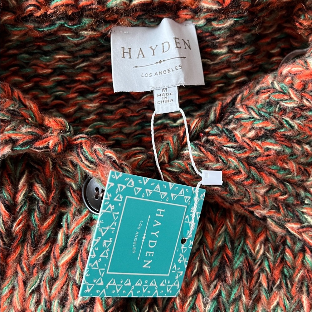 Hayden Vibrant Knit Cardigan in Orange and Black - Picture 2 of 8